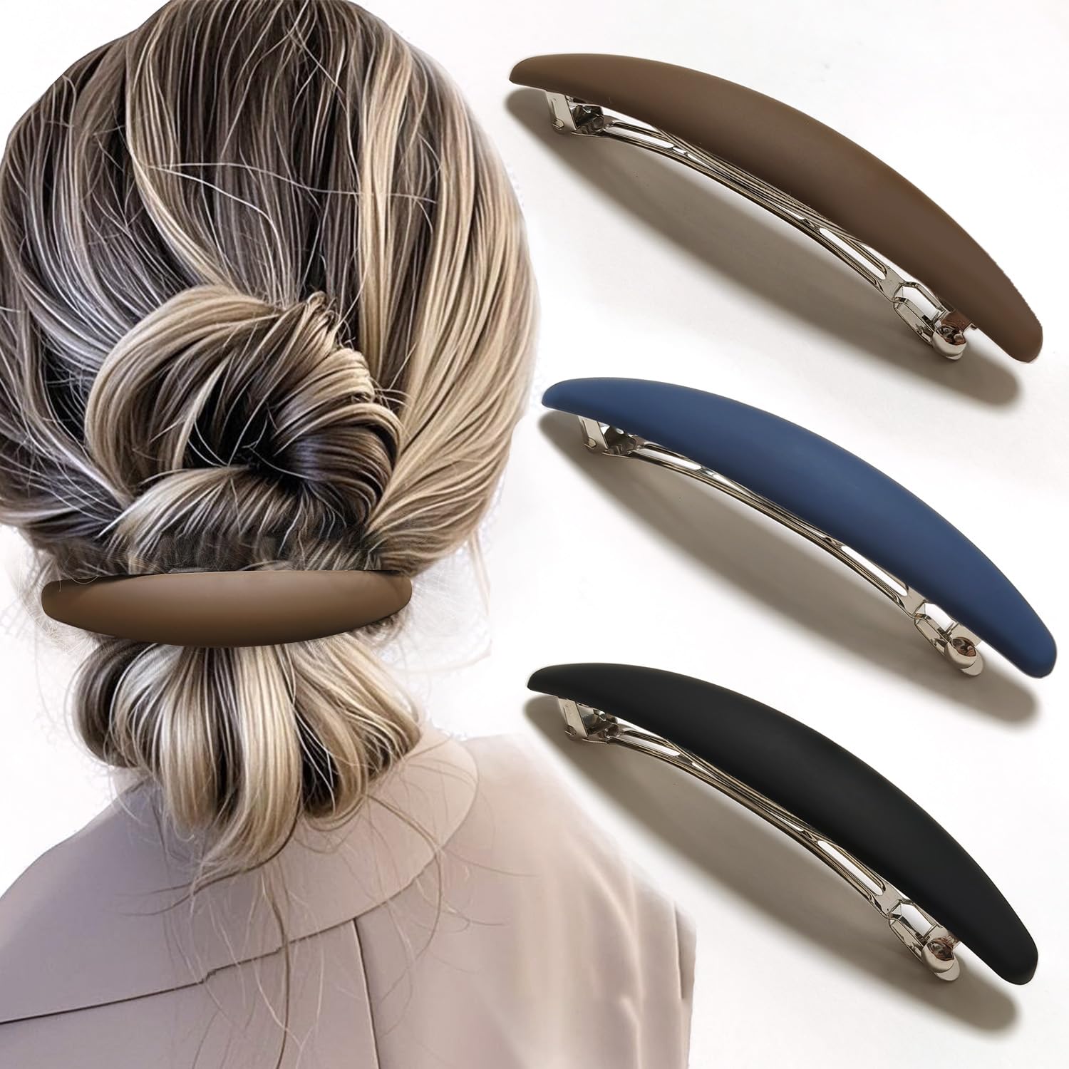 Markuii matte 4-inch barrette front view shows durable design and sleek look