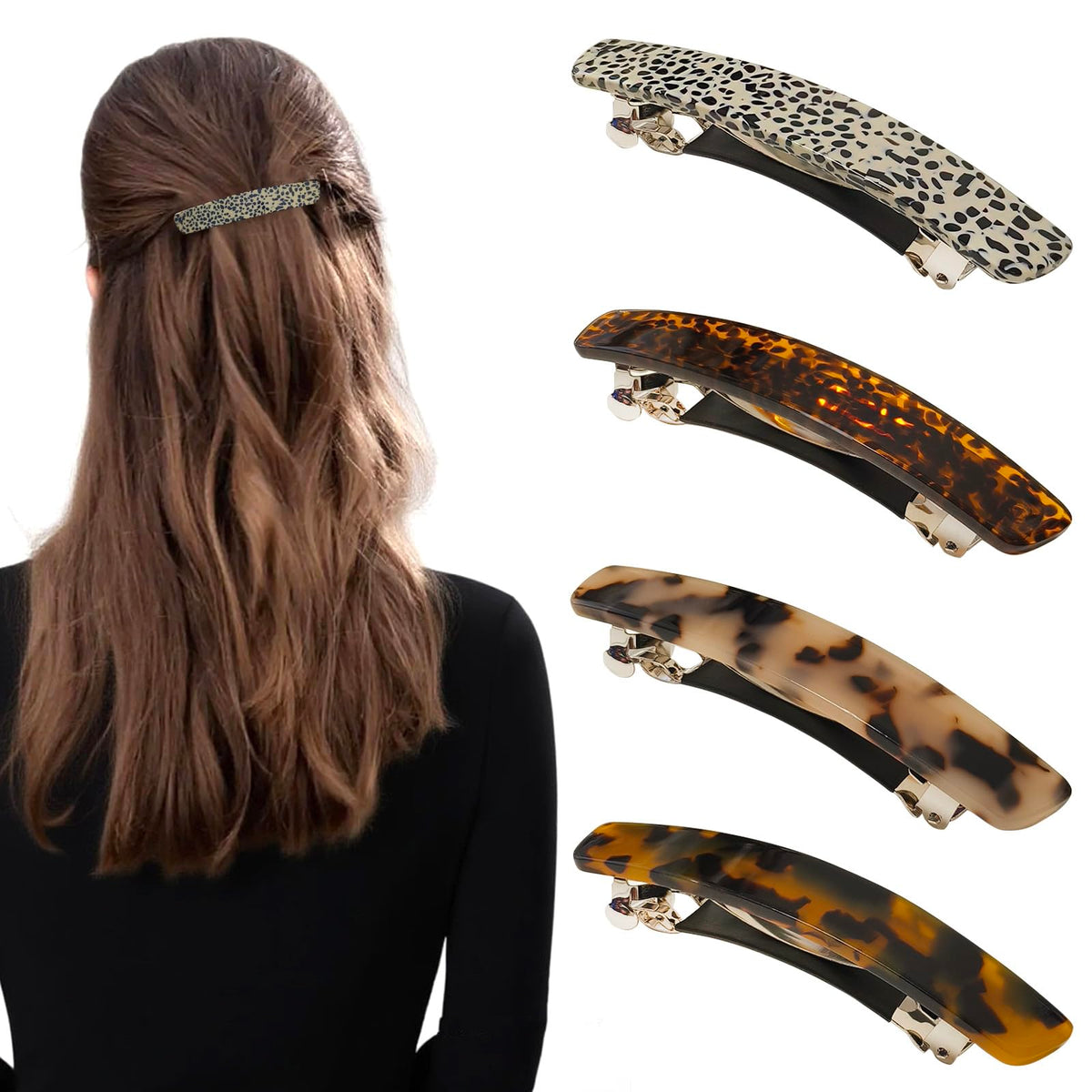 Markuii front view tortoise barrette showing elegant finish and secure hold