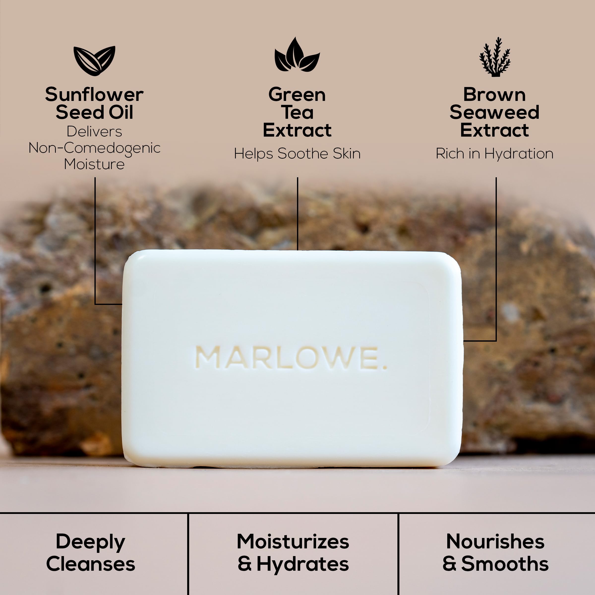 MARLOWE. bar on bathroom shelf lifestyle for everyday grooming benefit