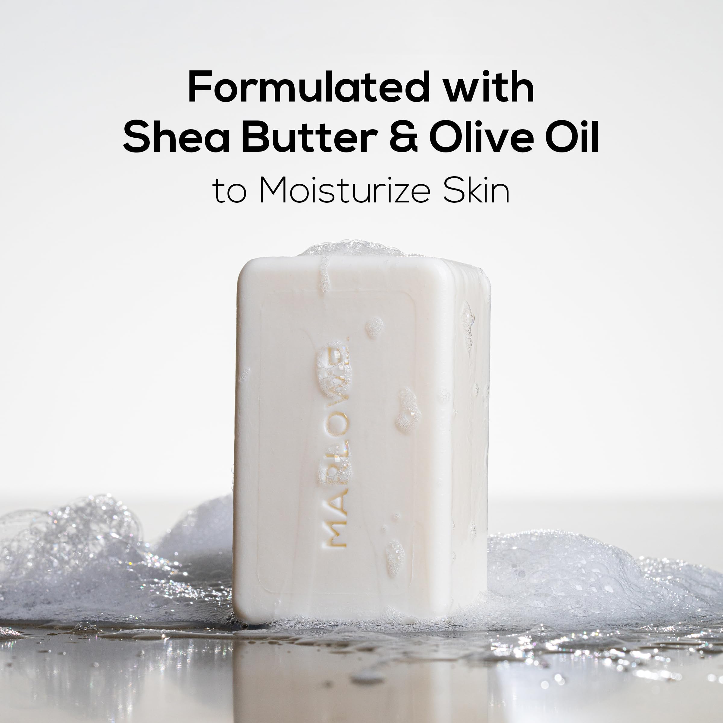 MARLOWE. lather in hand demonstrating creamy hydration benefit