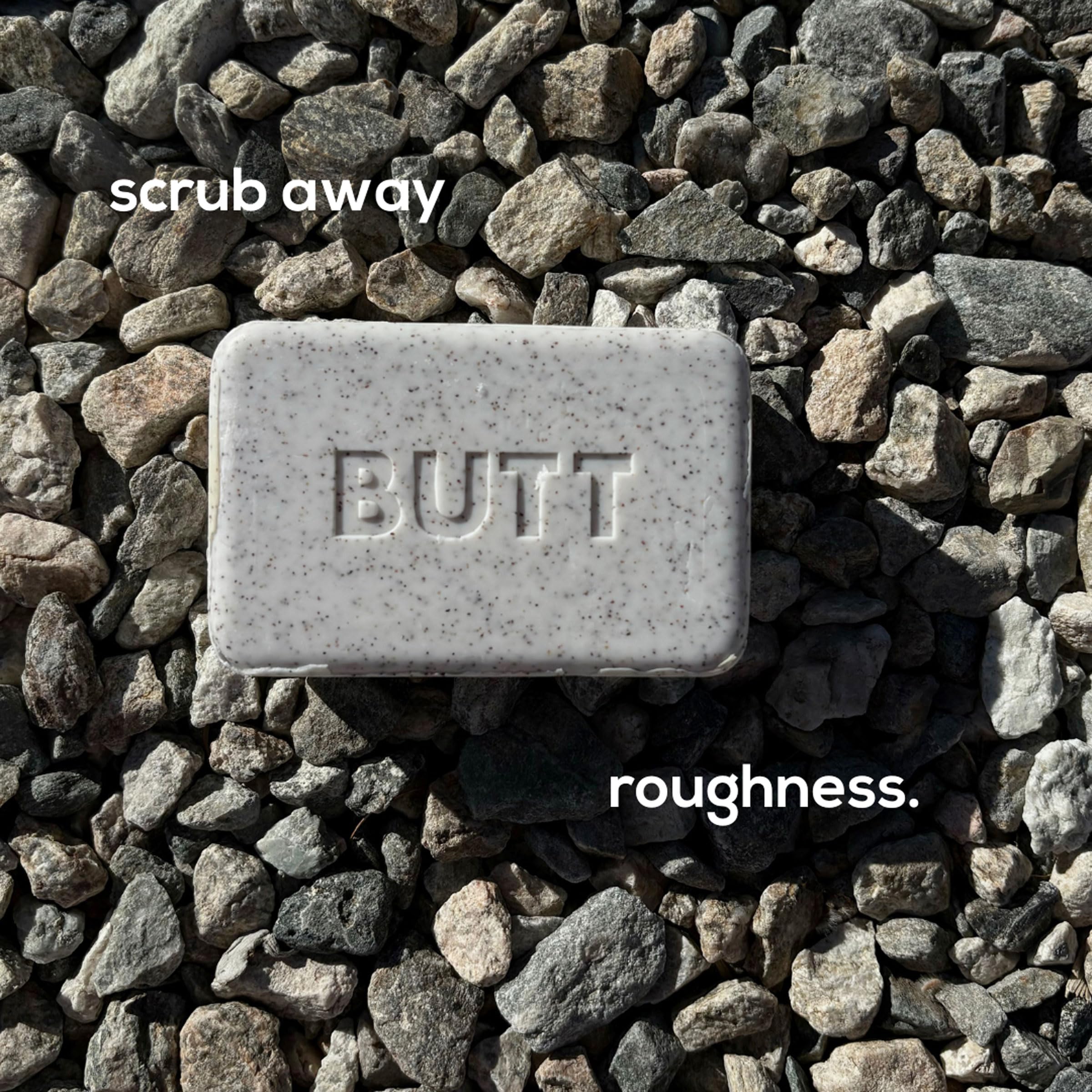 MARLOWE double-sided bar displayed to show textured exfoliating and smooth moisturizing faces