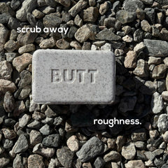 MARLOWE double-sided bar displayed to show textured exfoliating and smooth moisturizing faces