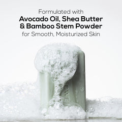 MARLOWE. close-up of pumice particles in soap texture for gentle polishing benefit