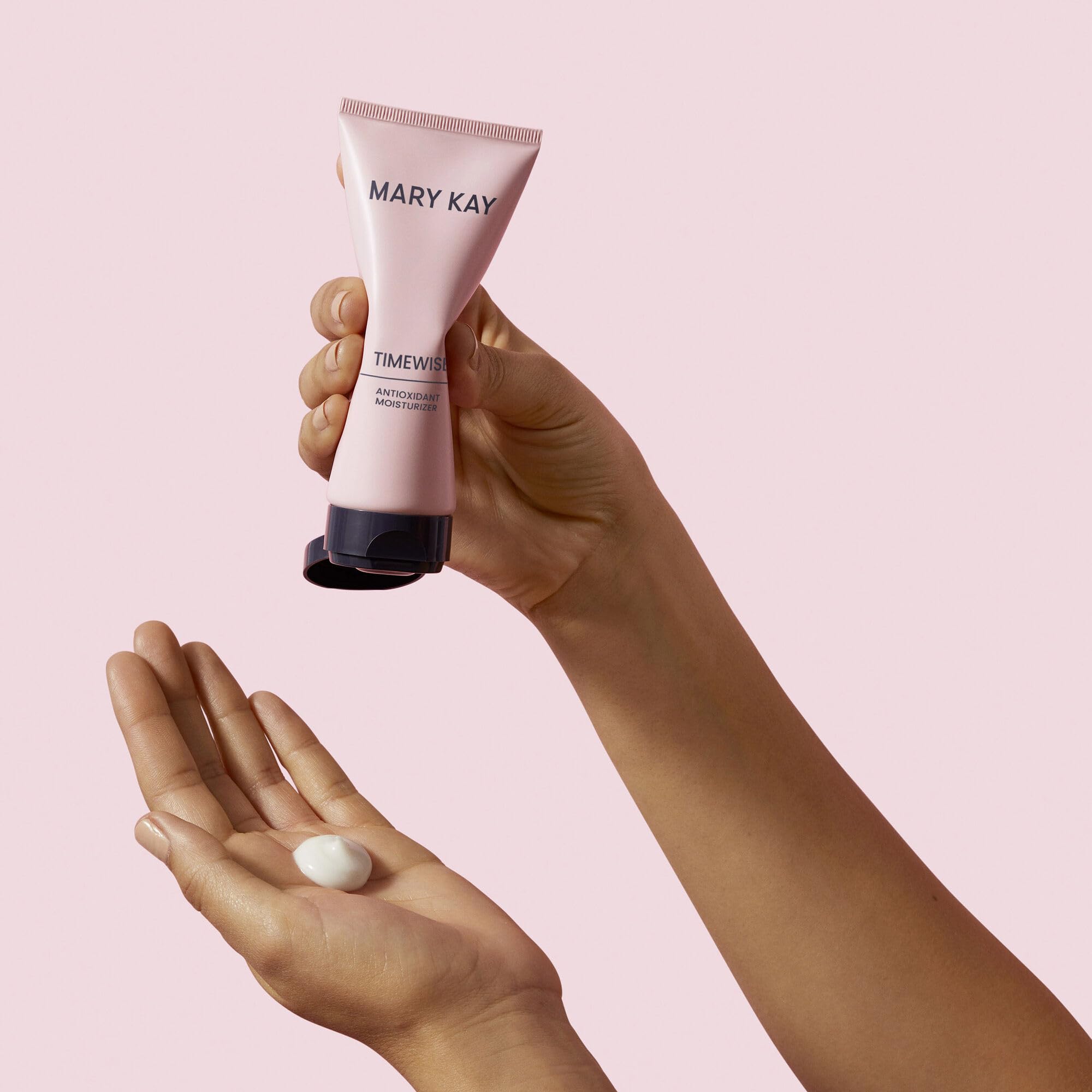 Mary Kay TimeWise on bathroom shelf lifestyle view showing daily routine benefit