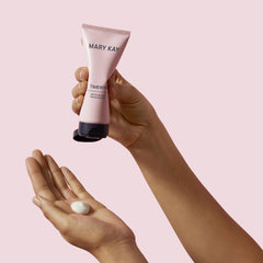 Mary Kay TimeWise on bathroom shelf lifestyle view showing daily routine benefit