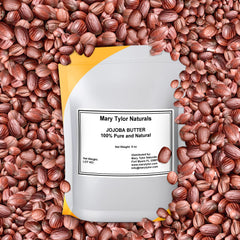 Mary Tylor Naturals jojoba butter in use applying melted butter to skin for hydration