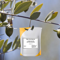 Mary Tylor Naturals jojoba butter texture close-up highlighting creamy raw butter nourishment