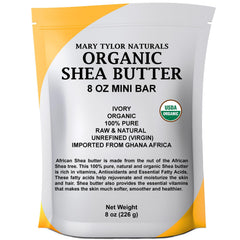 Mary Tylor Naturals front jar view showing label and pure shea butter for versatile moisturizing