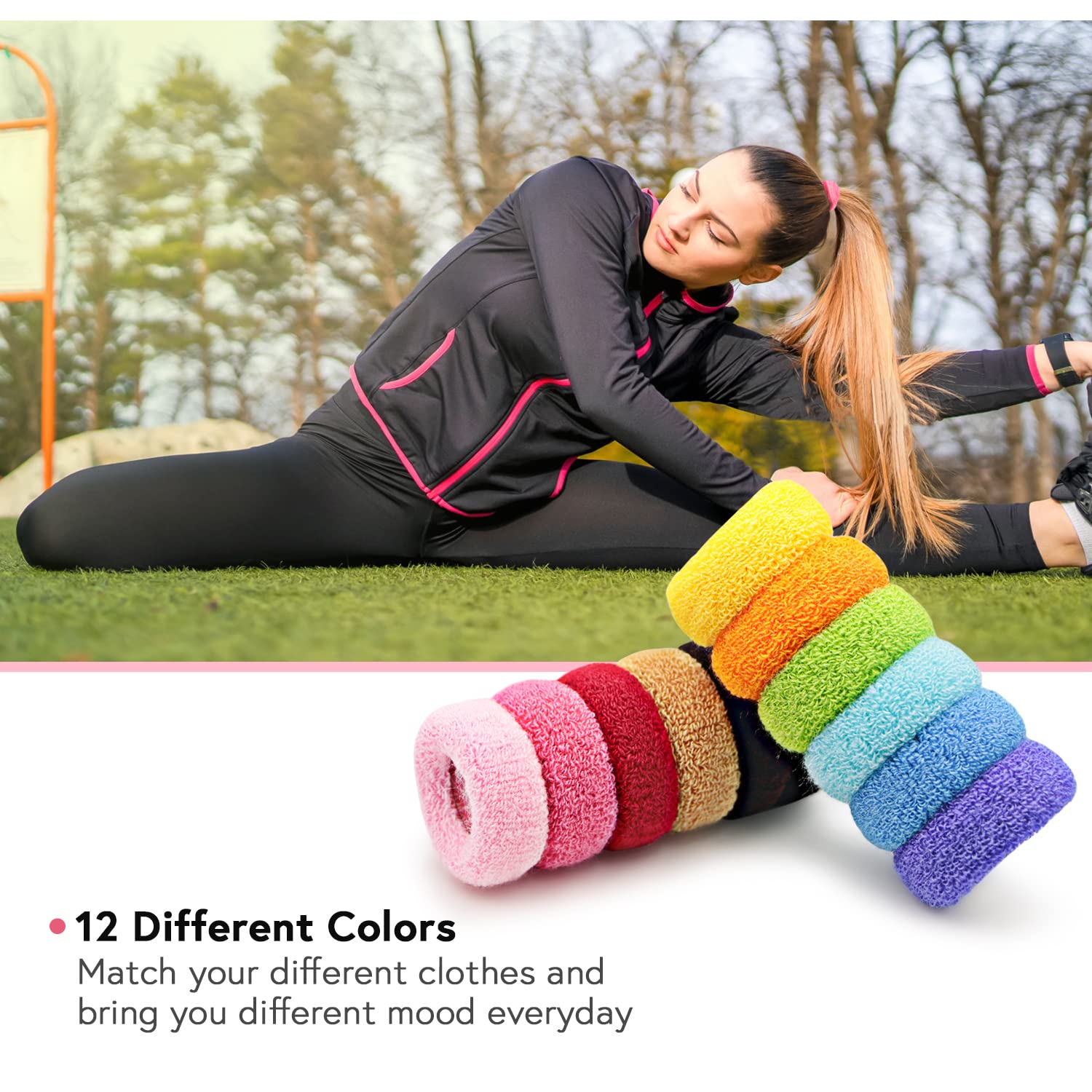 marylavender hair tie securing a high ponytail, holds hair during activity
