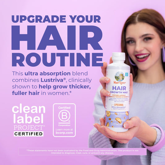 MaryRuth's label close-up highlighting Lustriva and biotin information