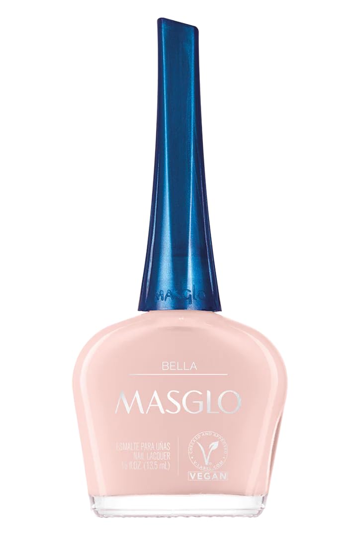 MASGLO Bella front bottle showing glossy pigment and clear label benefit