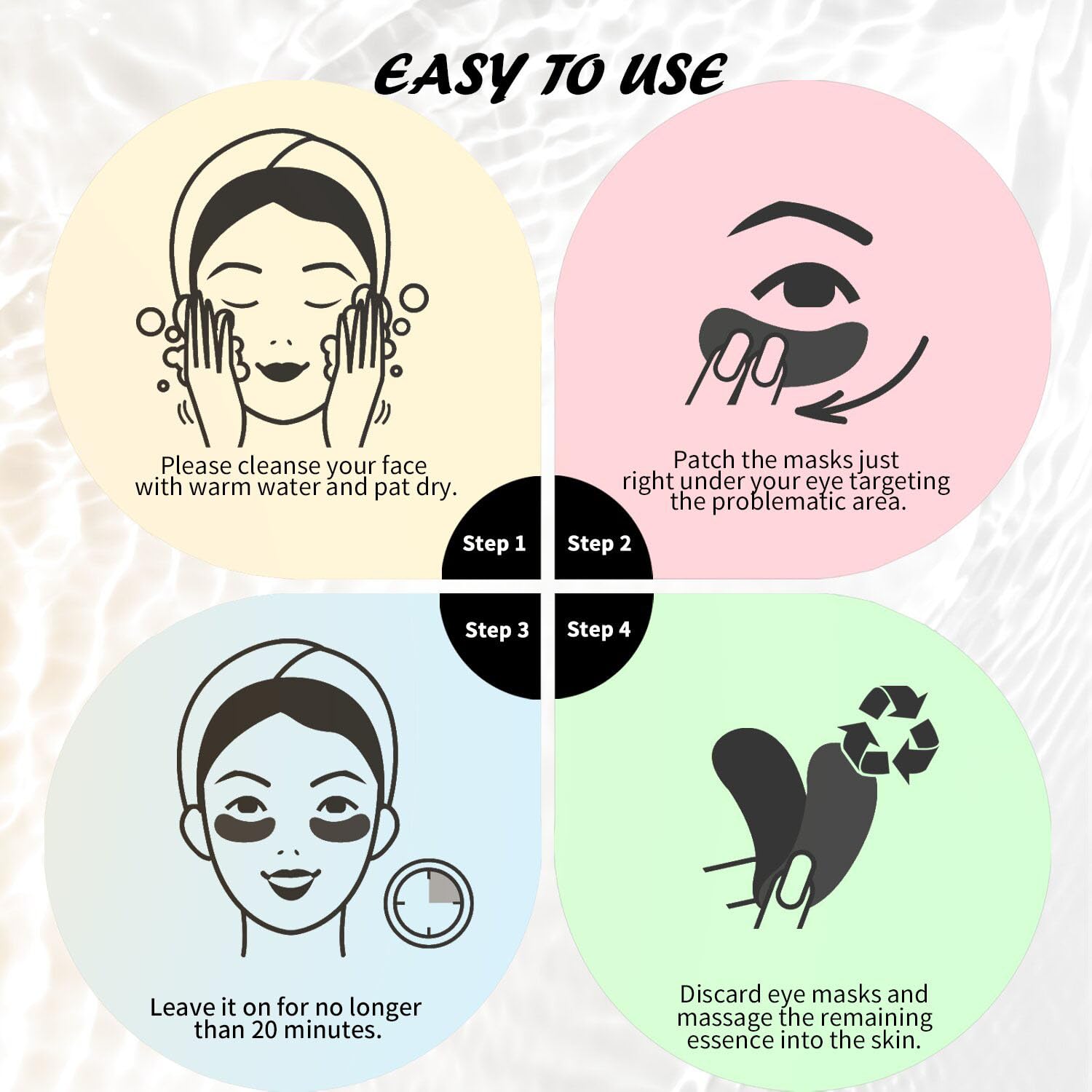 Maskiss in use woman applying patch under eye for immediate de-puffing