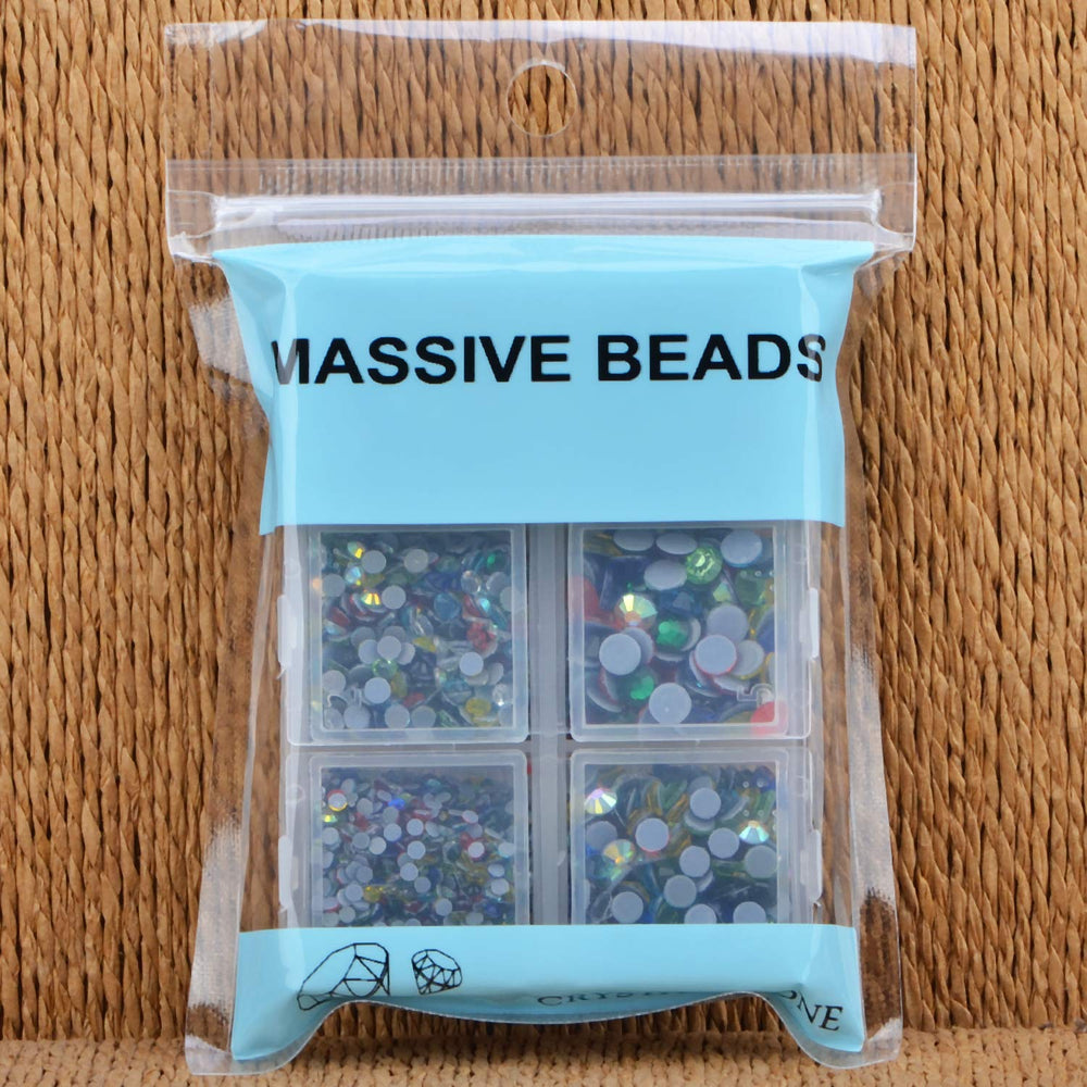 MASSIVE BEADS size comparison scatter showing six sizes for layered designs