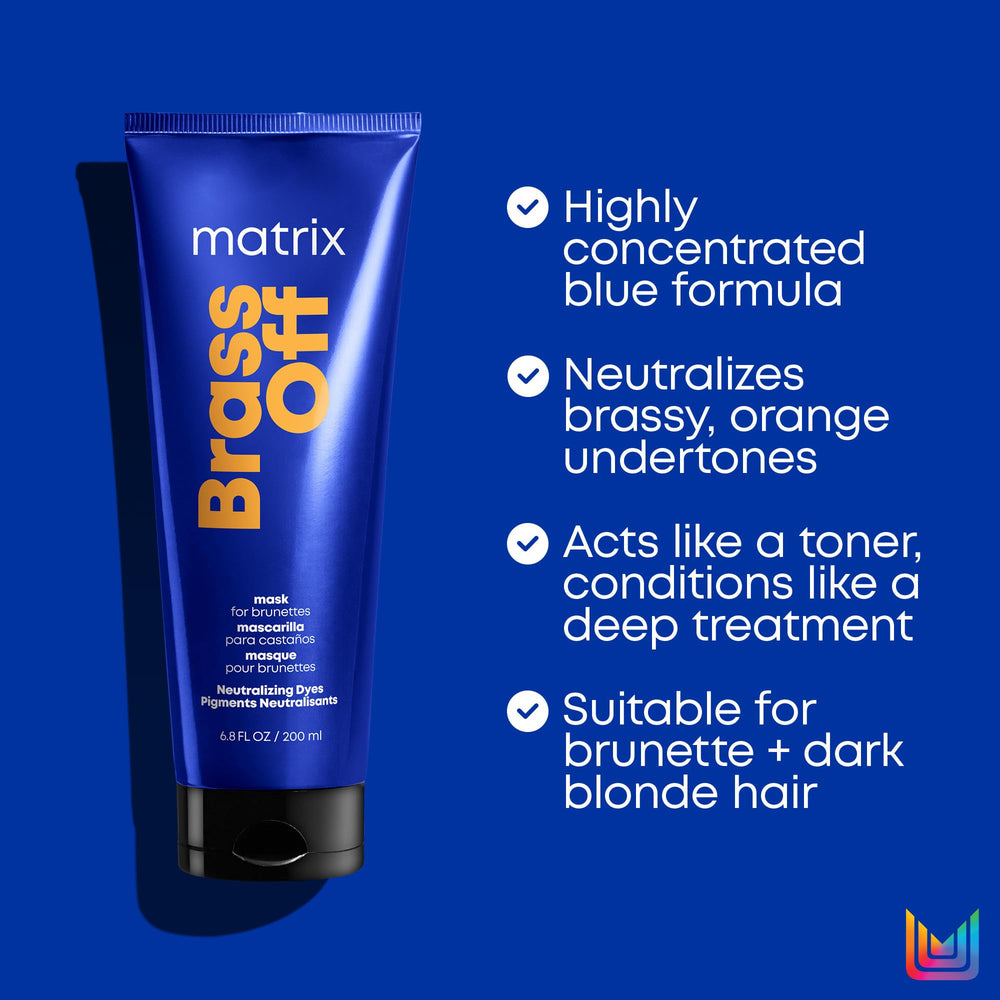 MATRIX before and after strand comparison showing reduced brassiness and balance