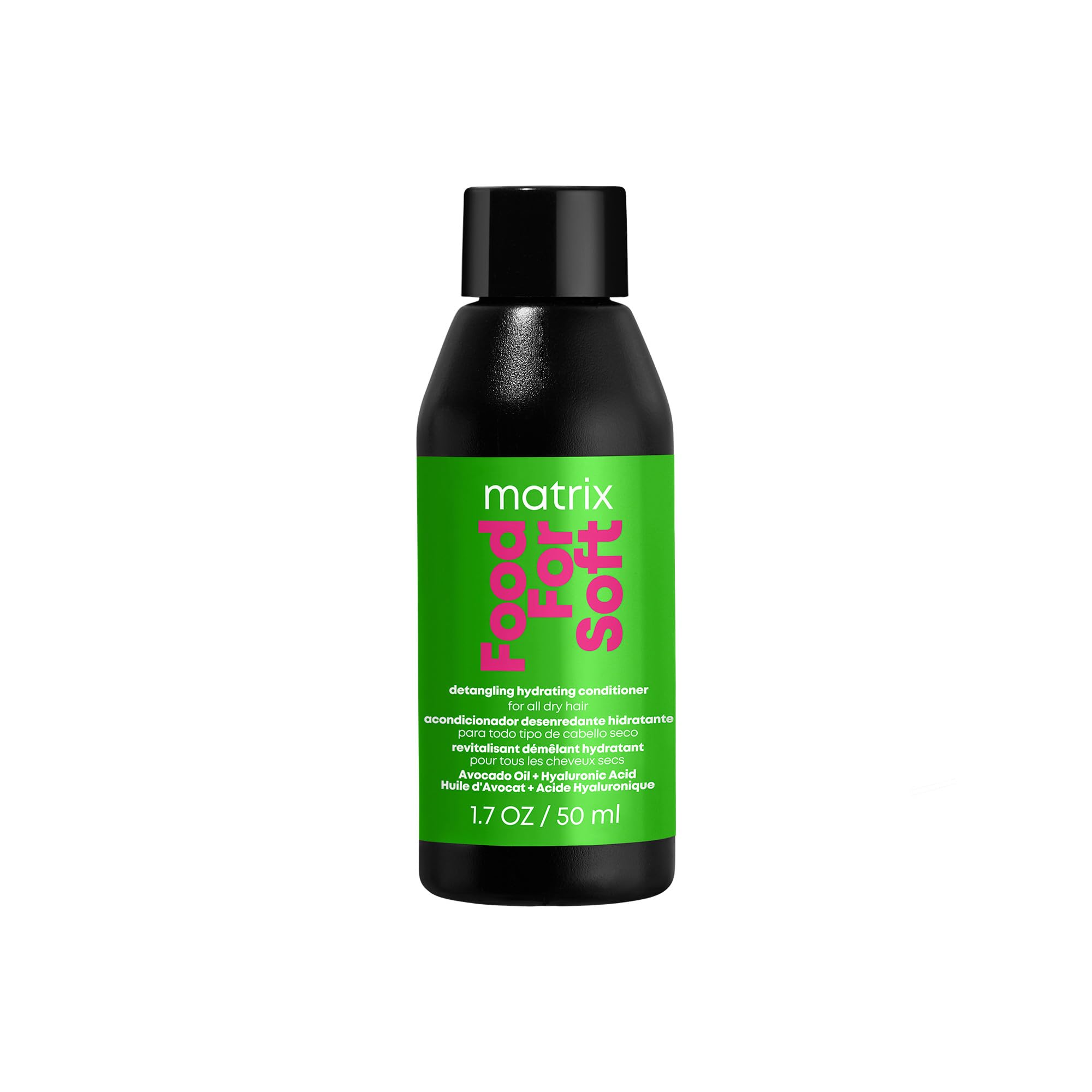 MATRIX front bottle view shows compact 1.7oz size and travel benefit