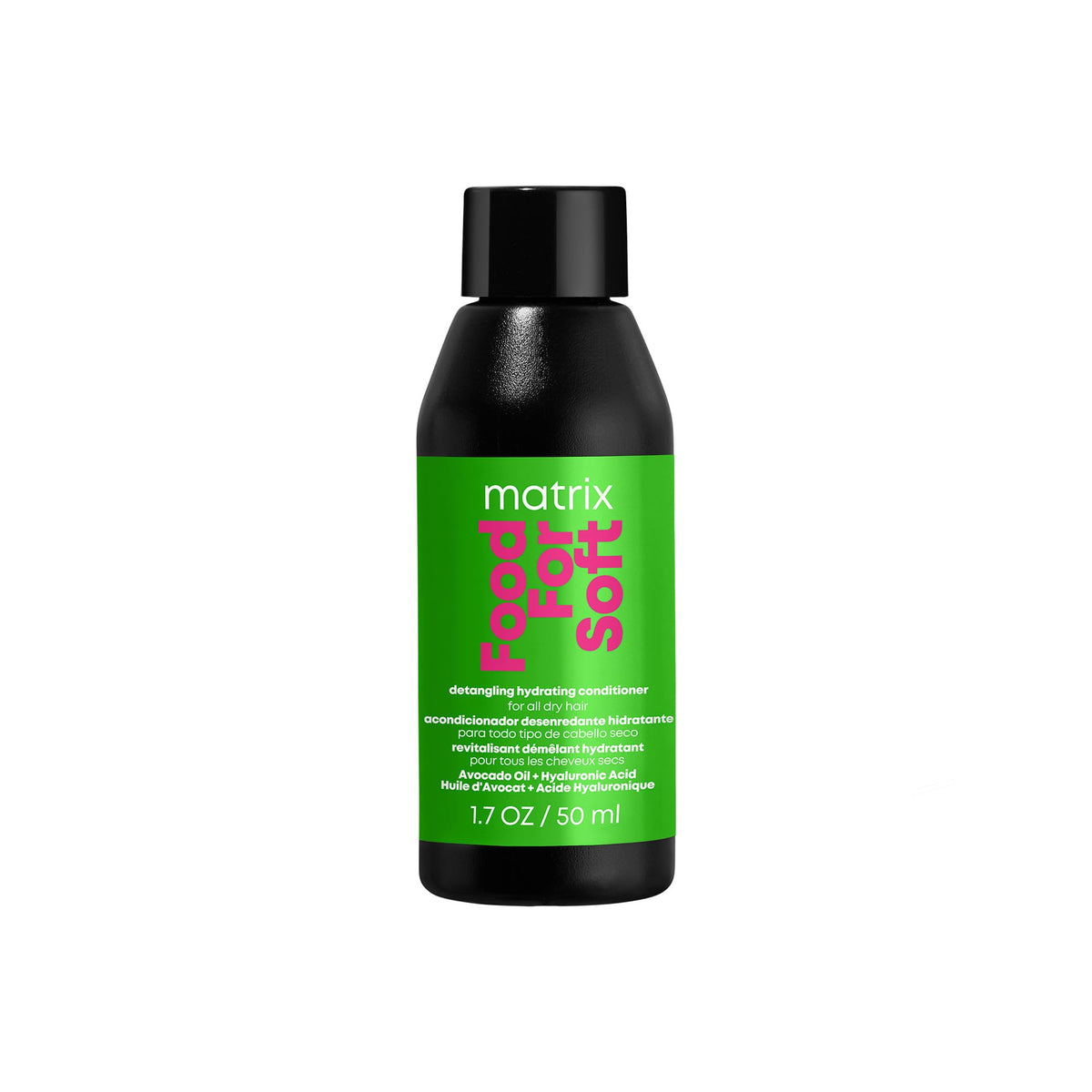 MATRIX front bottle view shows compact 1.7oz size and travel benefit