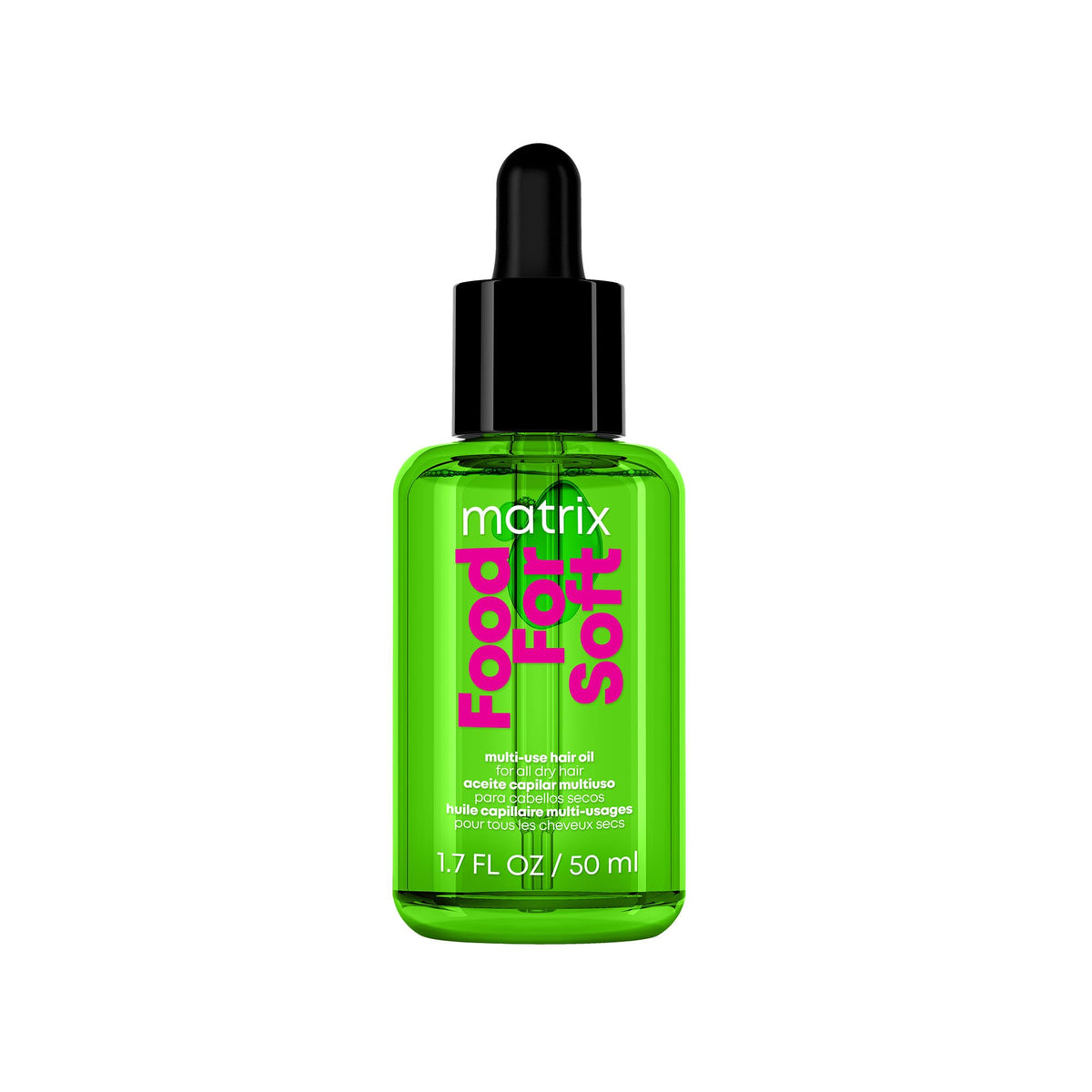 MATRIX front bottle view showing product and softer hair benefit