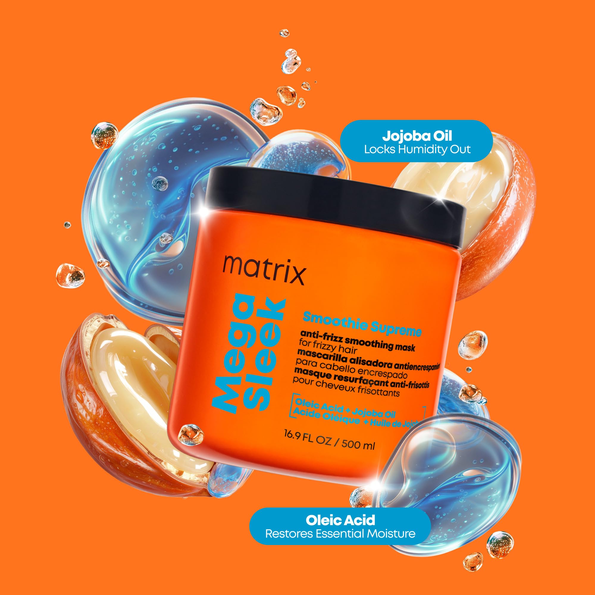 Jojoba and oleic ingredient display with Matrix for nourishing hydration