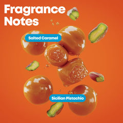 Matrix fragrance notes salted caramel and Sicilian pistachio displayed for sensory appeal