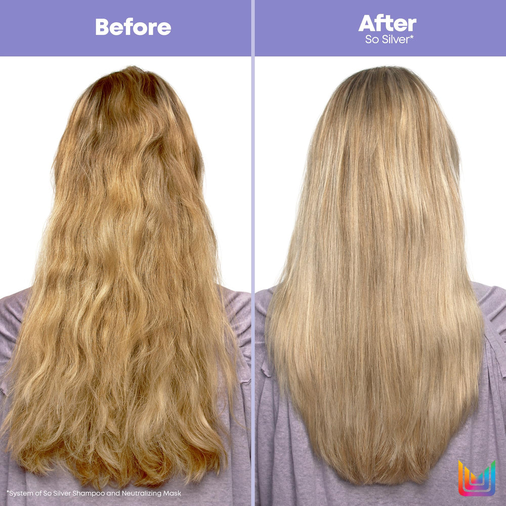 MATRIX applying mask to blonde hair for visible brass reduction
