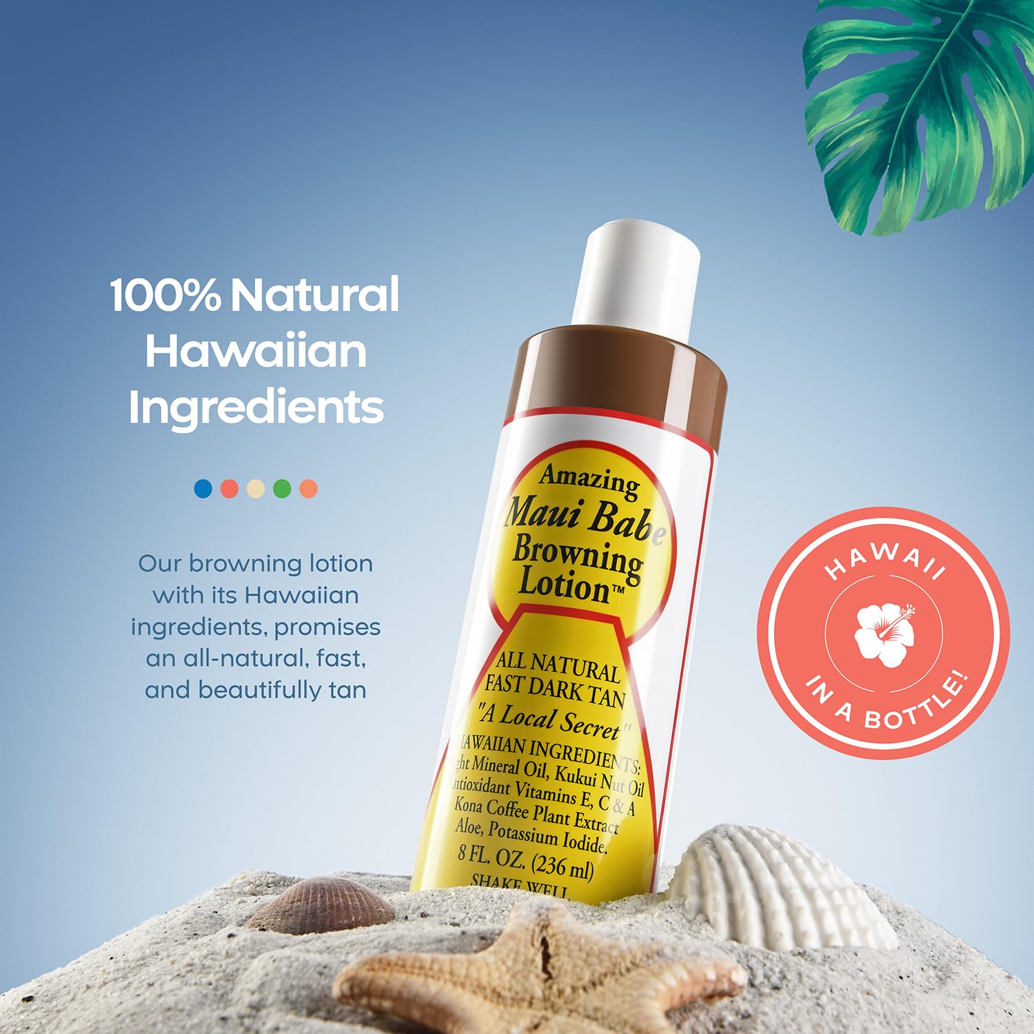 Maui Babe bottle close-up label highlighting product identity and clarity