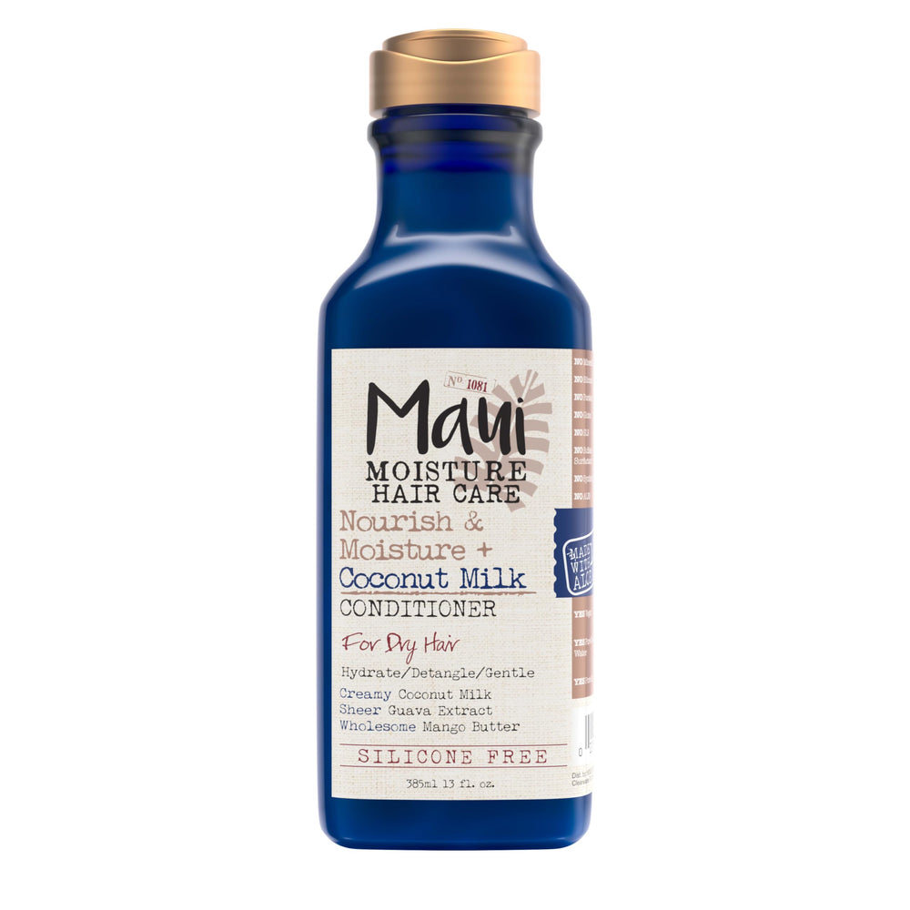 Maui Moisture front packaging showing bottle and benefits
