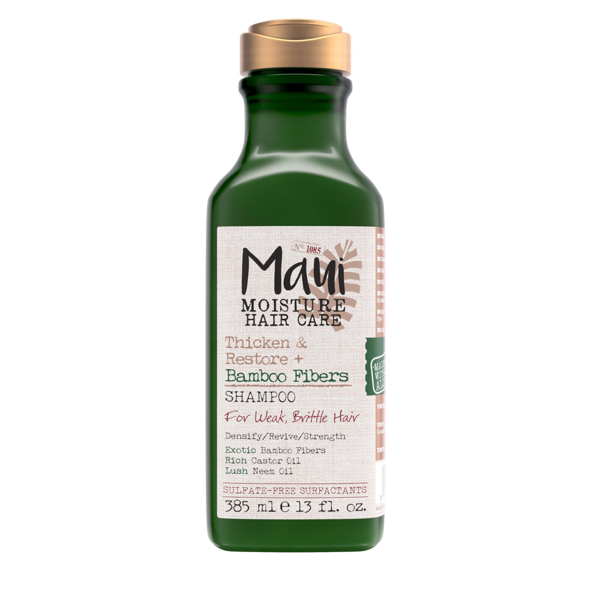 Maui Moisture front packaging showing bottle and label benefits