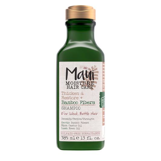 Maui Moisture front packaging showing bottle and label benefits