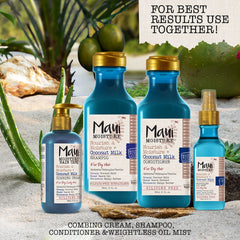 Maui Moisture ingredients display with aloe vera and coconut milk