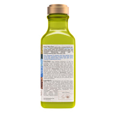 Maui Moisture next to a 13 fl oz scale showing bottle size and travel-friendly benefit