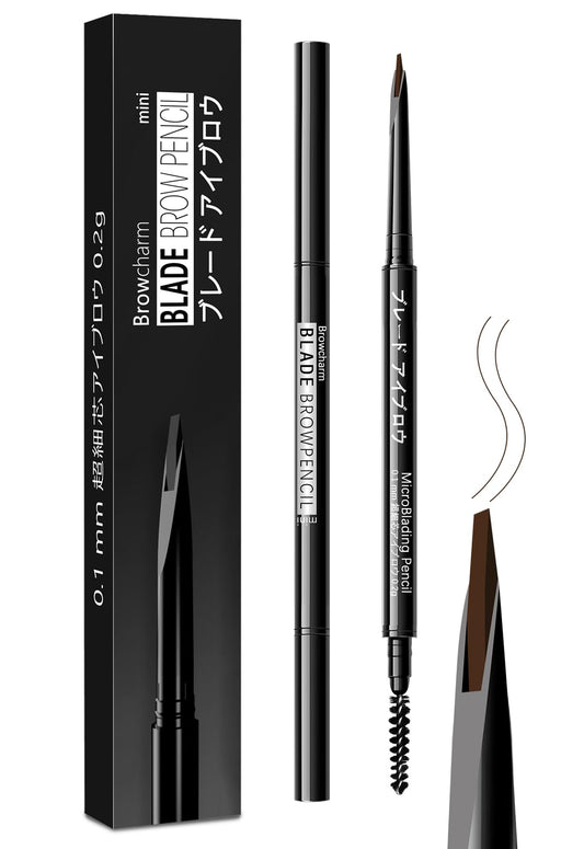 MAVENI Browcharm front view showing compact double-ended pencil and label benefit precise shaping