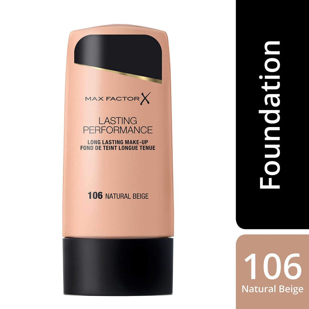 Max Factor bottle label close-up showing product name and shade for clear branding