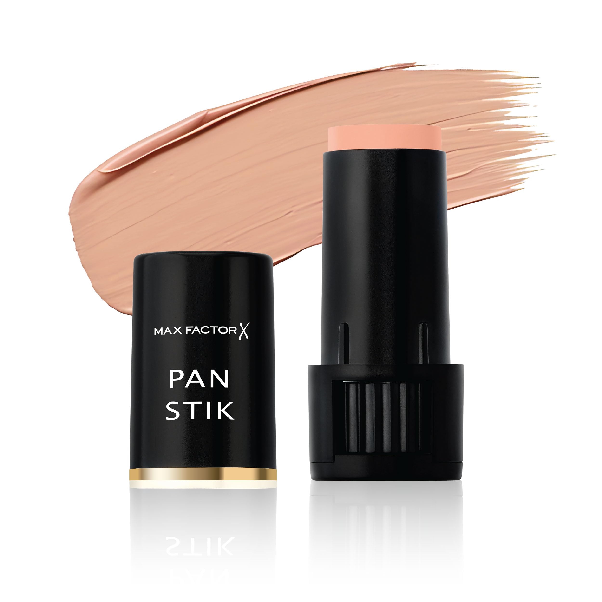 Max Factor Panstik front closed showing compact stick and convenient portability