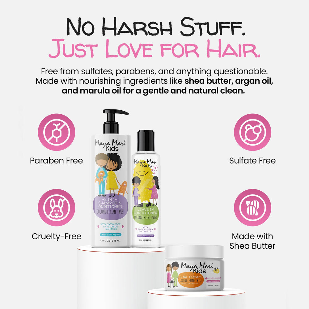 MAYA MARI products staged in family bathroom showing simple daily routine