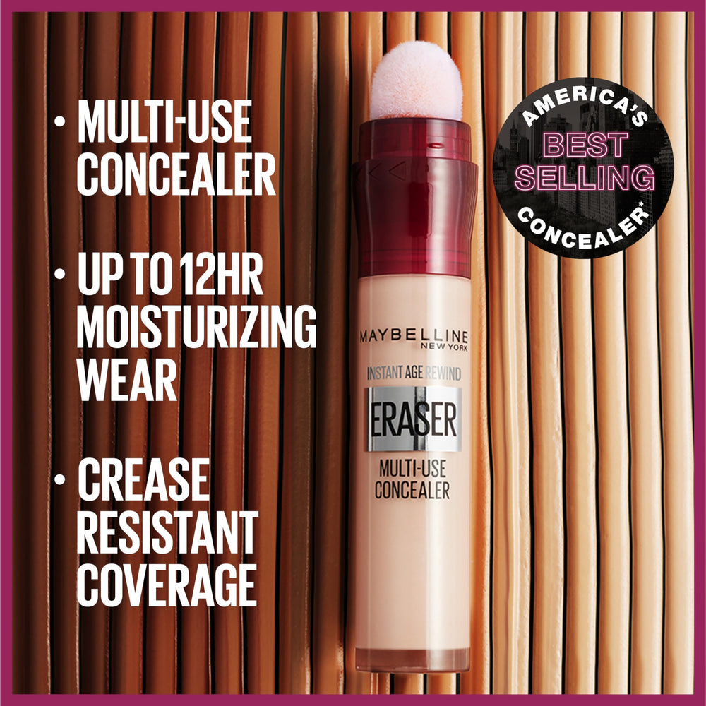 MAYBELLINE product applied under eye demonstrating instant brightening benefit