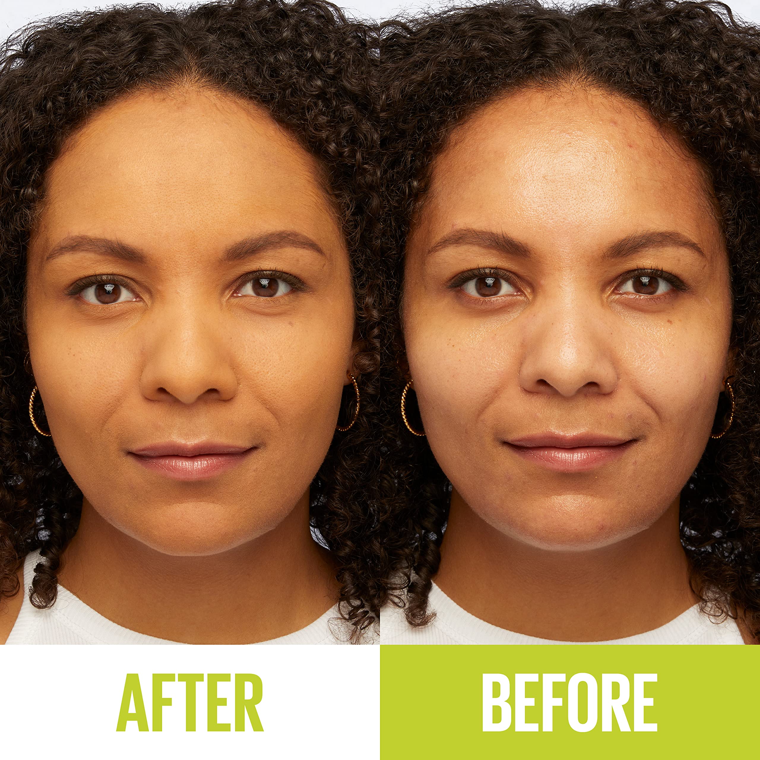 Maybelline foundation swipe on face showing even coverage and matte finish benefit