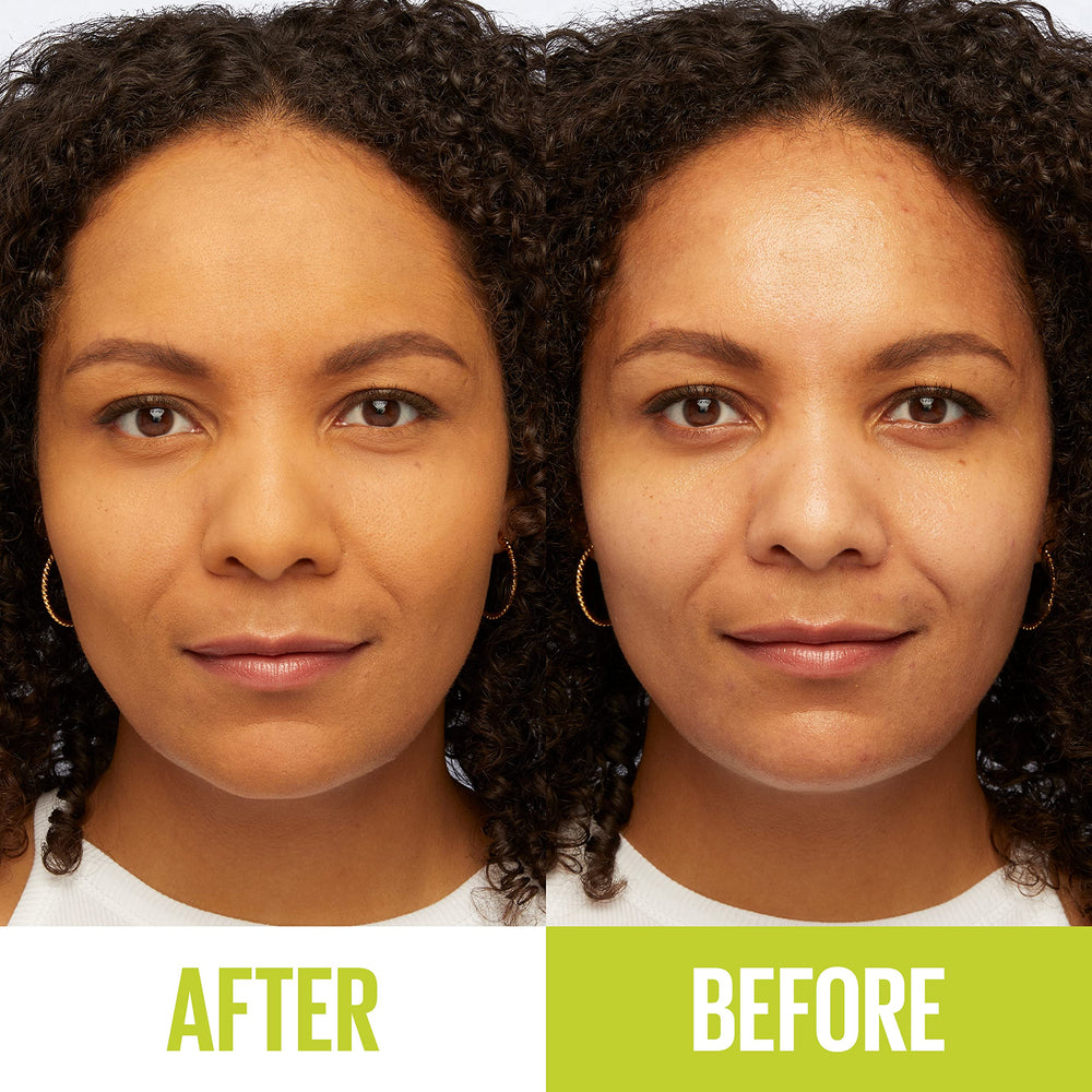 Maybelline foundation swipe on face showing even coverage and matte finish benefit