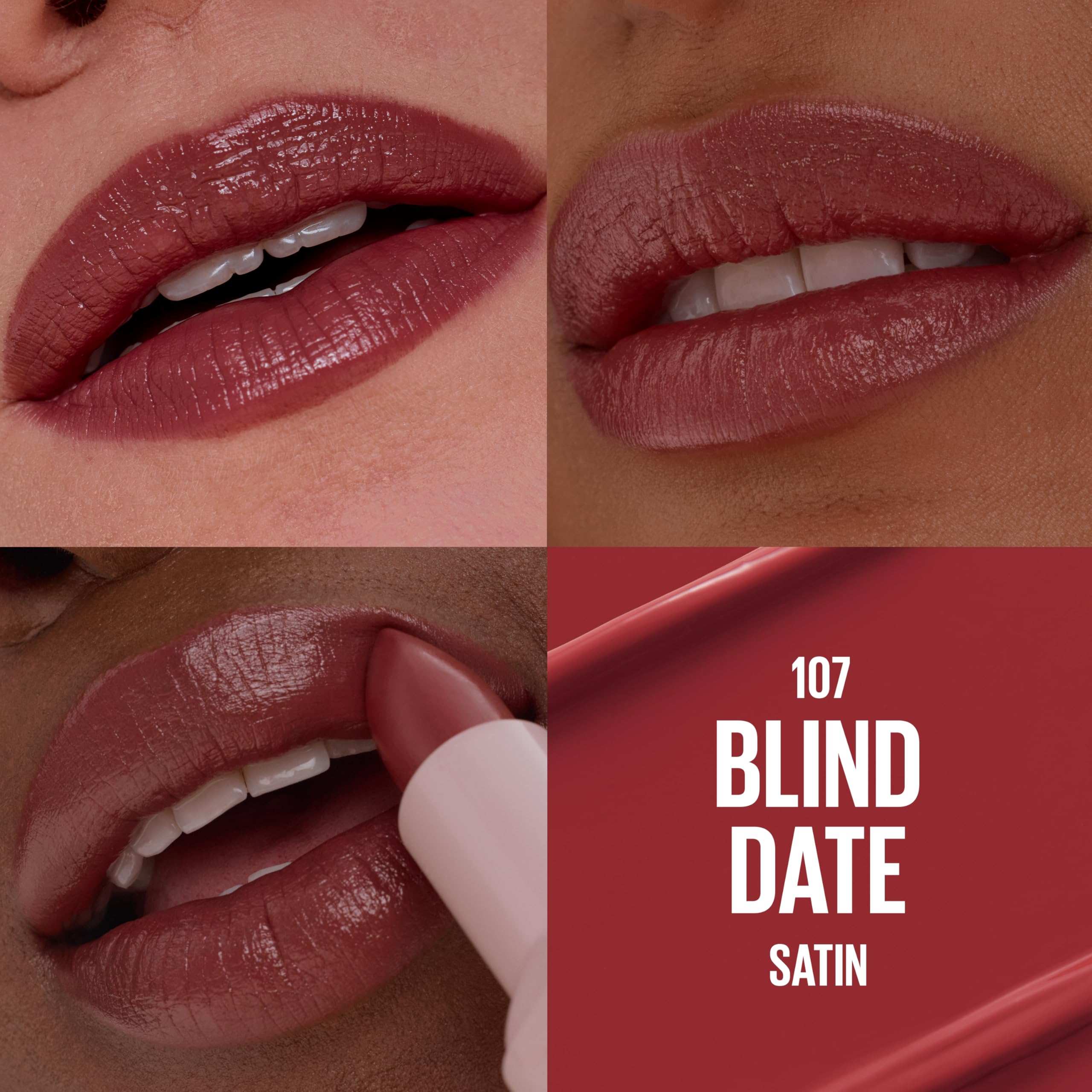 MAYBELLINE Blind Date angled bullet highlighting lip-hugging shape for precise application benefit