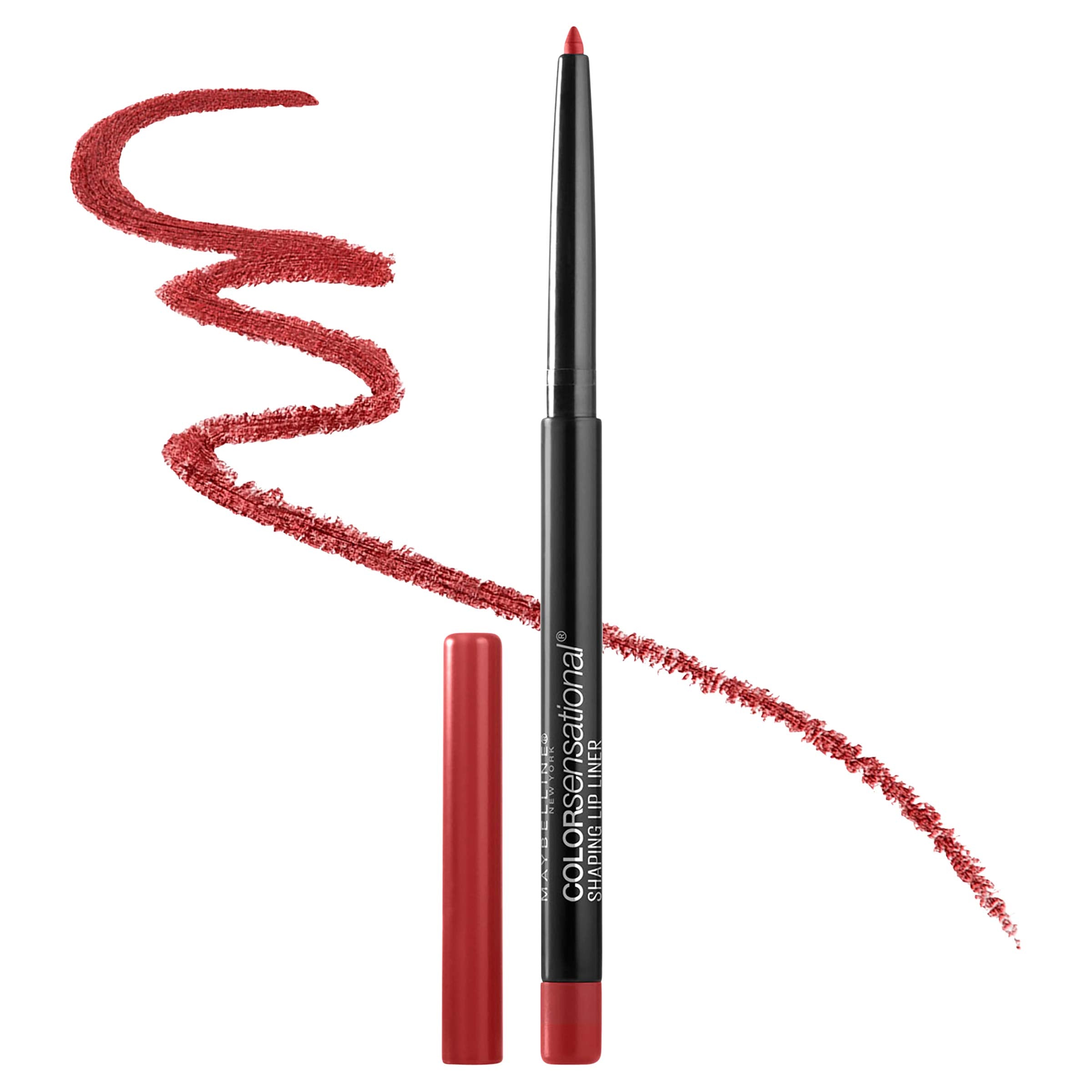 Maybelline brick red tip close-up highlighting self-sharpening point for precision