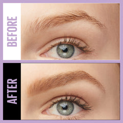 Maybelline applied on model brows showing natural definition and lift benefit