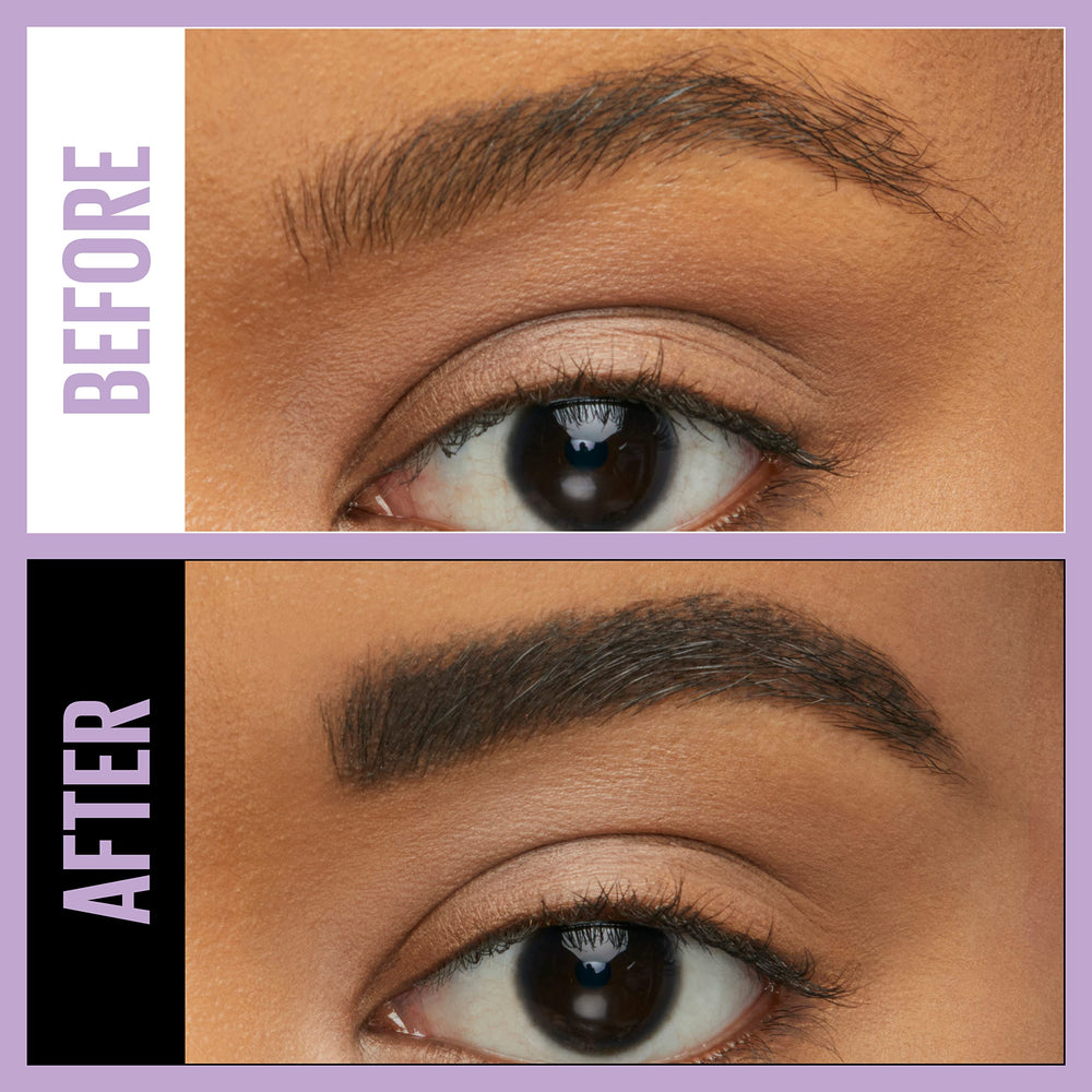 Maybelline Brow Fast Sculpt before and after brows demonstrating natural enhancement