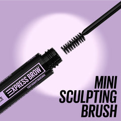 Maybelline Brow Fast Sculpt held in hand to show travel-friendly size