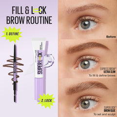Maybelline before and after brows showing sculpted natural finish