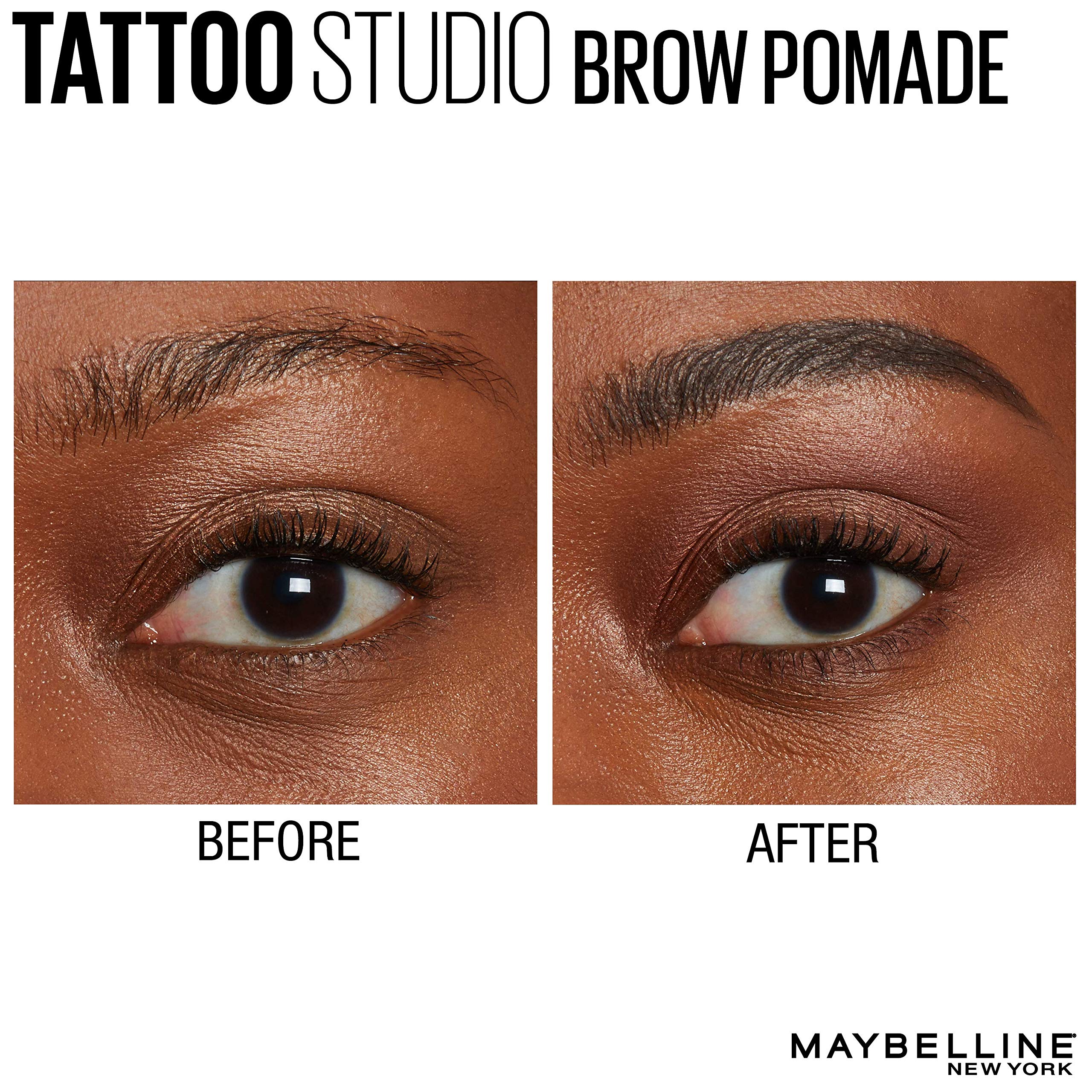 Maybelline swatch of Black Brown pomade color for accurate shade selection