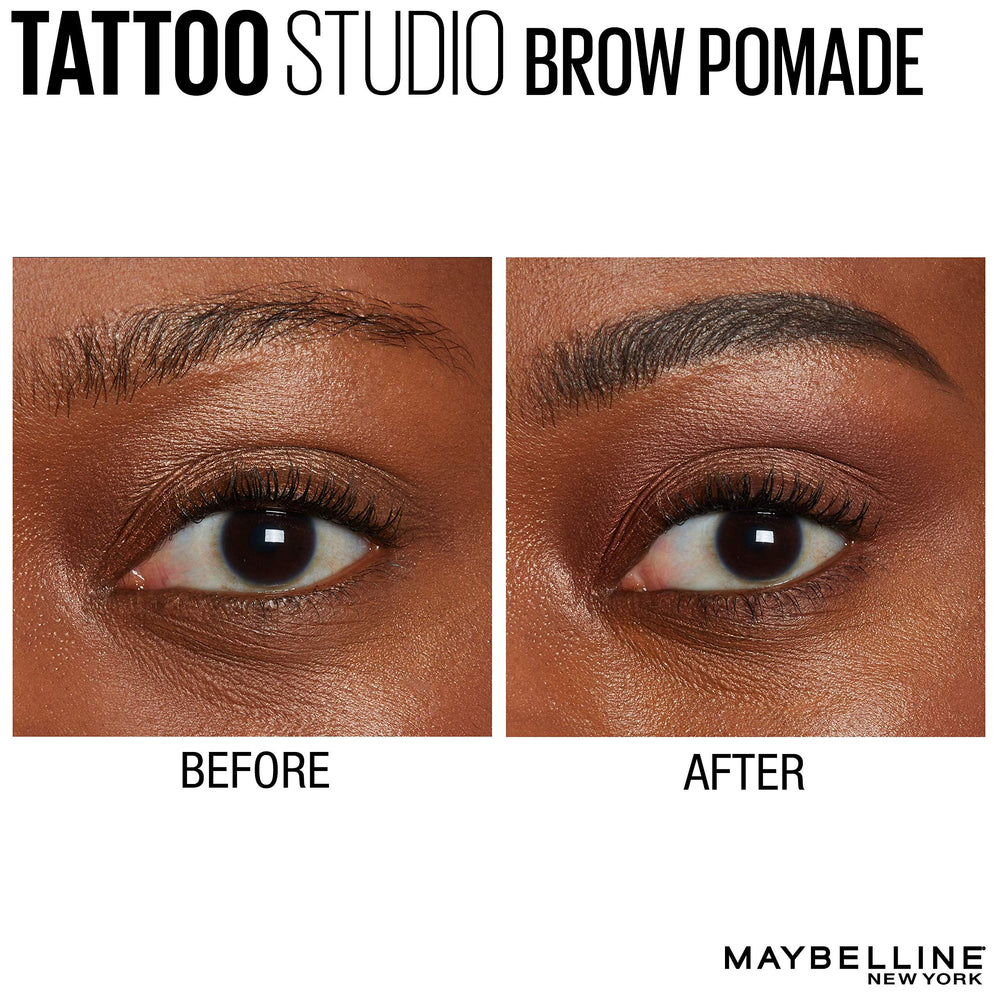 Maybelline swatch of Black Brown pomade color for accurate shade selection