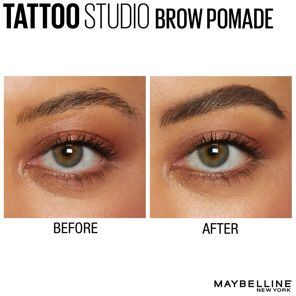 Maybelline pomade texture swatch on skin showing creamy matte formula for buildable coverage