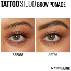 Maybelline pomade texture swatch on skin showing creamy matte formula for buildable coverage