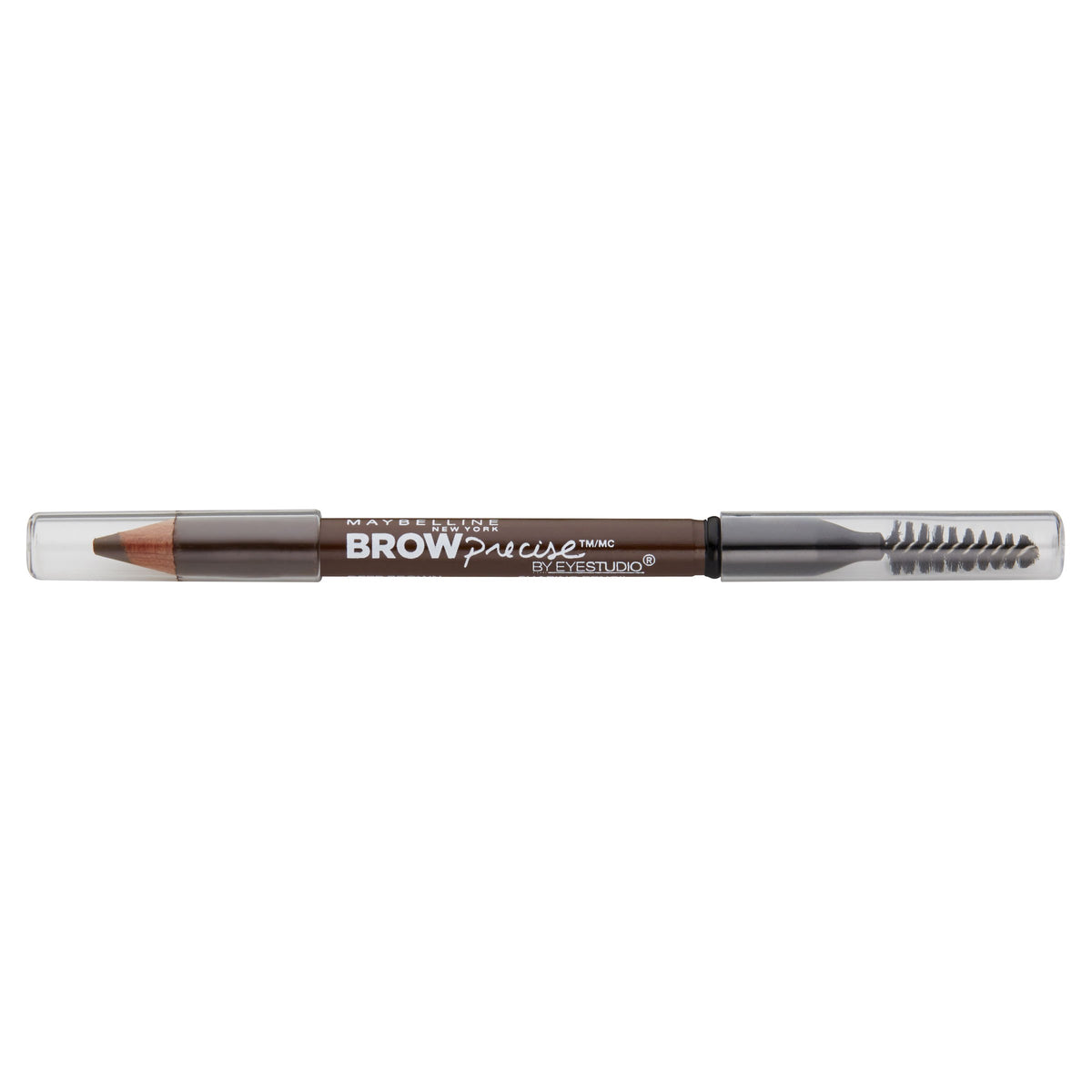 MAYBELLINE Brow Precise pencil front view showing slim tip and brush for natural shaping