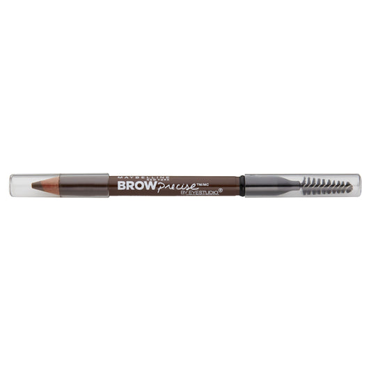 MAYBELLINE Brow Precise pencil front view showing slim tip and brush for natural shaping