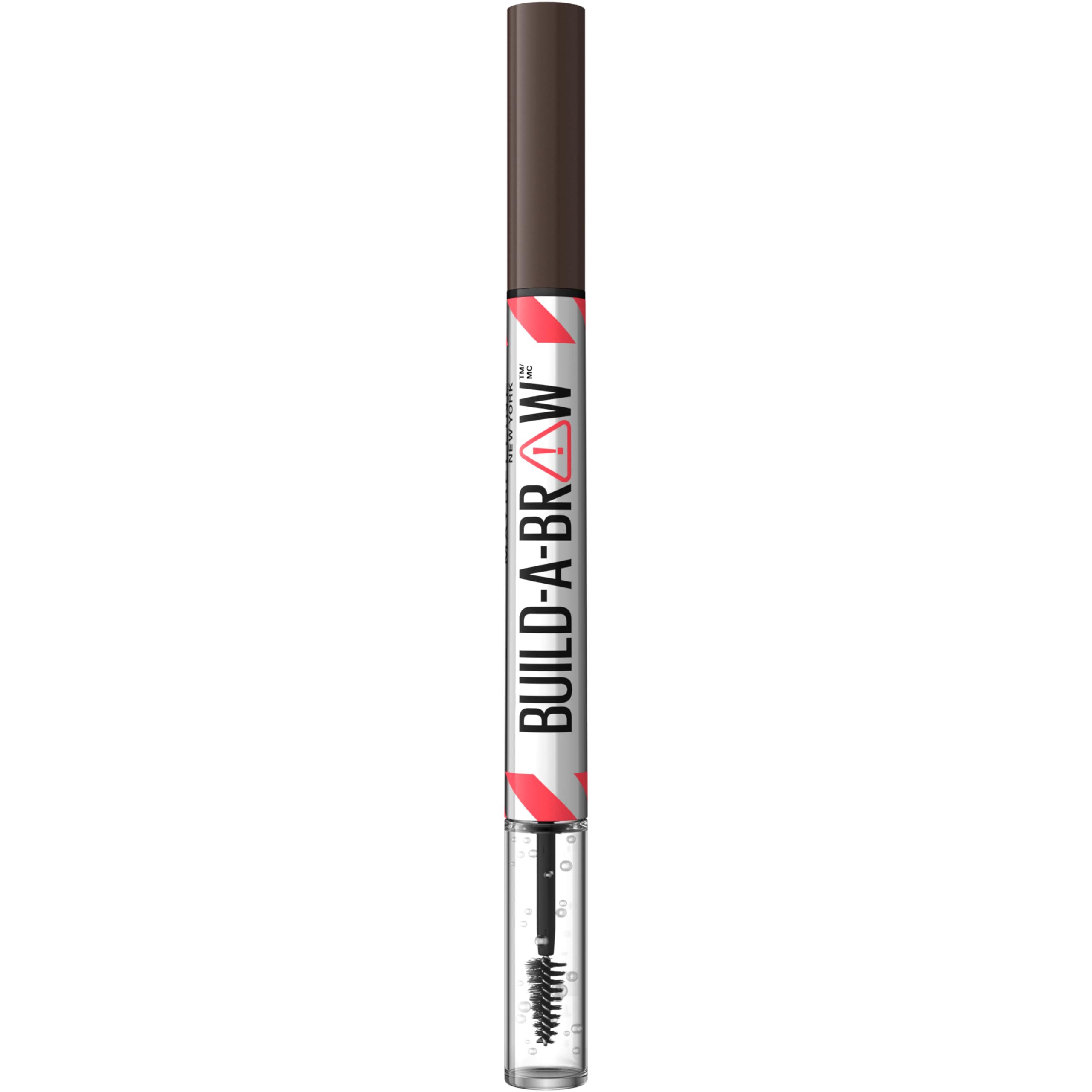 Maybelline Build-A-Brow inside makeup bag conveying travel-ready brow shaping convenience